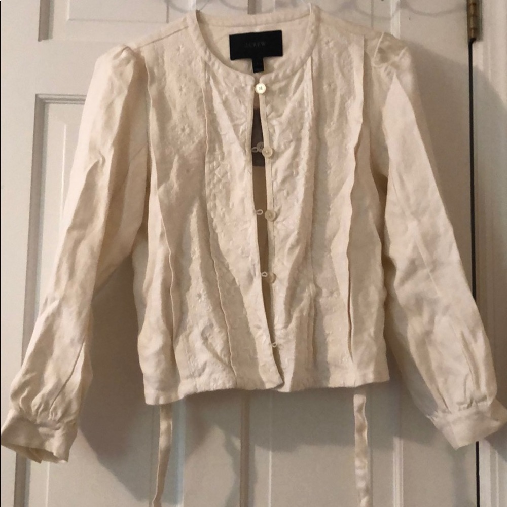 Cream embroidered linen jacket